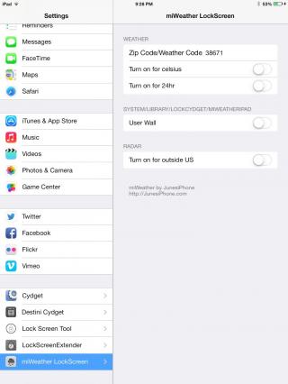 Download miWeather iOS7 iPad Cydget 1.0 free