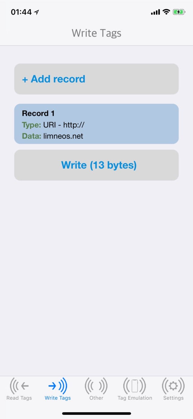 Download NFCWriter XS for iOS 11/12 2.0-89 free